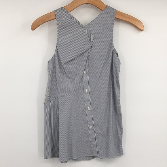 Thakoon Addition Tunic Top Womens 0 Gray Blue Half & Half Button Back Sleeveless - Picture 4 of 11